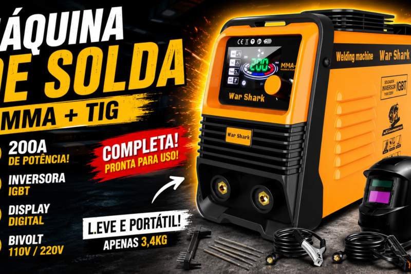 Máquina de Solda War Shark é Boa? Review Completo da Inversora MMA-200 Bivolt 200A